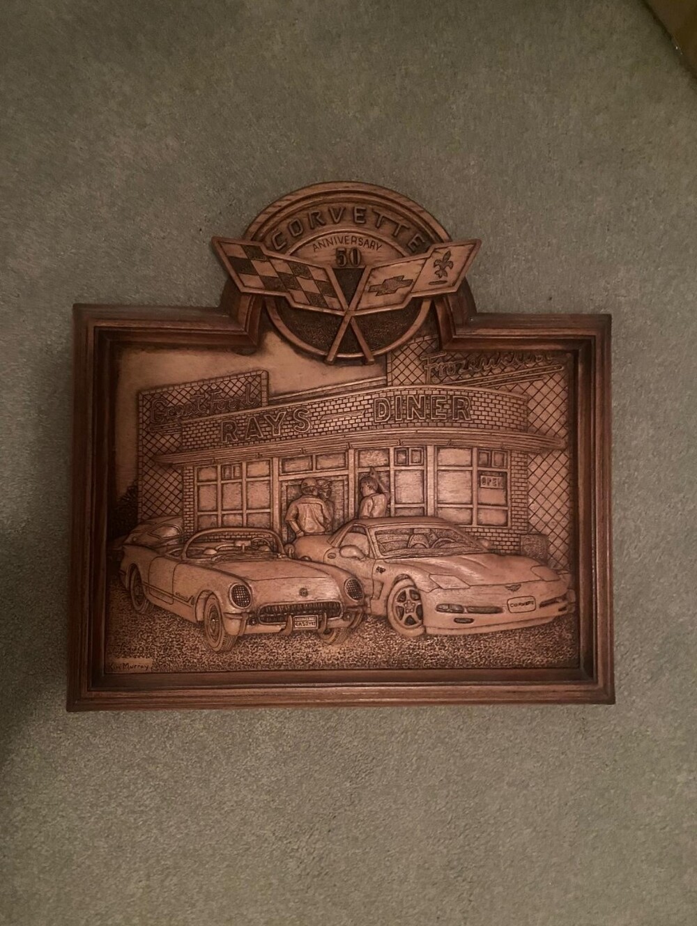 Corvette 50th Anniversary Bronze Wall Plaque - Collector Decor